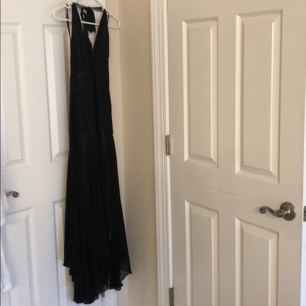BCBG long black halter formal dress size6
